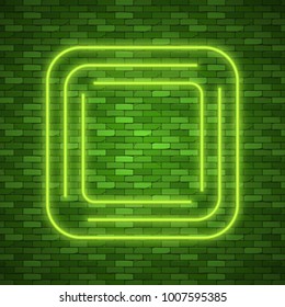 Blue abstract neon square shape. Glowing vintage or futuristic frame. Simple electric symbol for advertisement or other design project. Vector illustration.