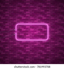 Blue abstract neon square shape. Glowing vintage or futuristic frame. Simple electric symbol for advertisement or other design project. Vector illustration.