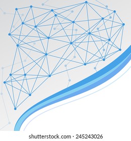 blue abstract networking web template with complex swoosh wave. vector illustration