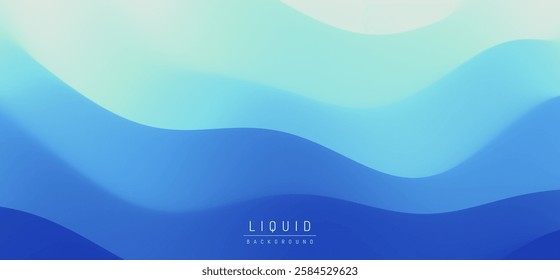 Blue abstract ocean seascape. Sea surface. Realistic landscape with waves. Nature background. Cover design template. 3d vector illustration for banner, flyer, poster or brochure.