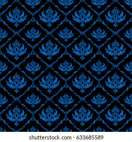 Blue abstract ornament, vector seamless pattern of abstract decorative elements.