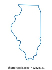 Blue Abstract Outline Of Illinois Map