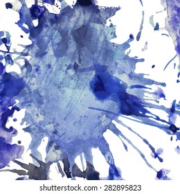Blue abstract paint splashes illustration. Vector background with place for your text.