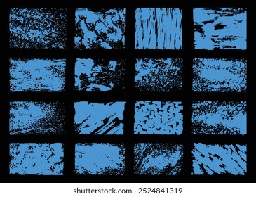 Blue abstract paint texture background template set. Painting overlay design bundle. Suitable for artistic illustration design.