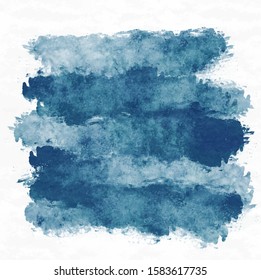 Blue abstract painted background with brush strokes