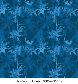 blue abstract palm trees pattern