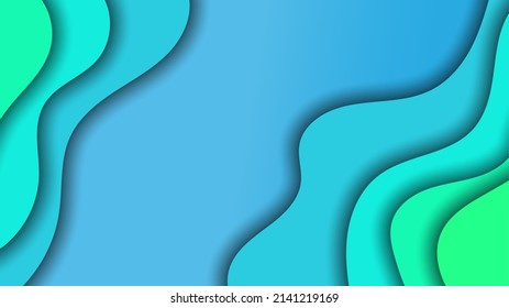 Blue Abstract Paper Cut Background, Vector illustration