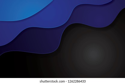 Blue abstract papercut geometric background. Decoration papercut with wavy layers.