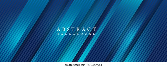 Blue abstract parallel lines banner design for presentation design
