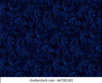 blue abstract pattern. floral dark background. 