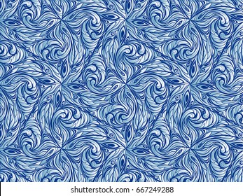 Blue abstract pattern. floral blue and white background. Dark background.