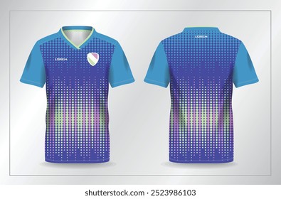 blue abstract pattern with light pink and green sport jersey shirt template