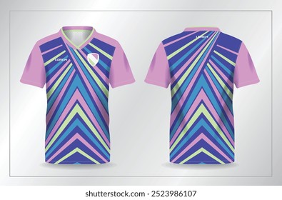 blue abstract pattern with light pink and green sport jersey shirt template