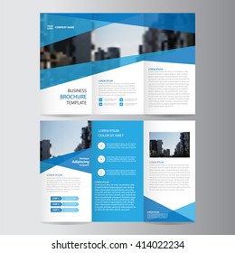 Blue Abstract polygon elegance vector trifold business Leaflet Brochure Flyer template design set