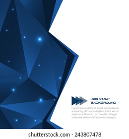 Blue abstract polygonal background with glitter/design with place for your content, vector illustration