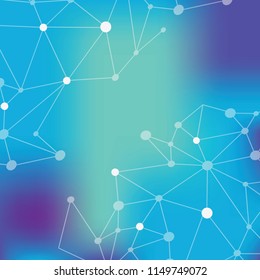 Blue abstract polygonal design in cold winter colors. Connection of white stars constellations, lines and points. Galaxy neon patern. Technology or science concept. Vector illustration eps10.