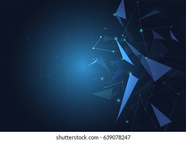 Blue Abstract polygonal space low poly background with connecting dots and lines. Connection structure. Vector Illustration