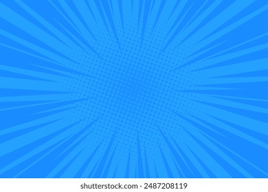 Blue Abstract Pop Art Comic Background.