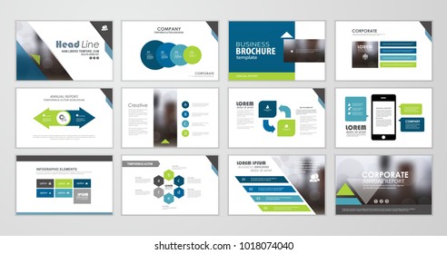 Blue abstract presentation slide templates. Set of Infographic elements template  for web, print, annual report brochure, business flyer leaflet marketing and advertising template. Vector Illustration