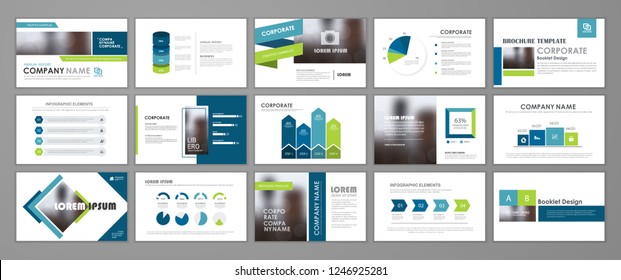 Blue abstract presentation slide templates. Infographic elements template  set for web, print, annual report brochure, business flyer leaflet marketing and advertising template. Vector Illustration