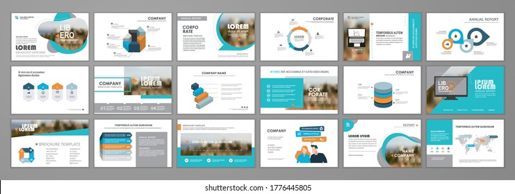 Blue abstract presentation slide templates. Infographic elements template  set for web, print, annual report brochure, business flyer leaflet marketing and advertising template. Vector Illustration