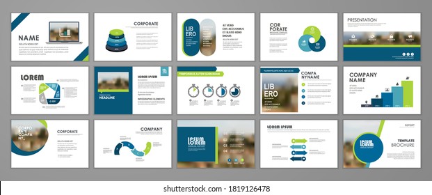 Blaue abstrakte Präsentationsfolien. Infografik-Elemente-Template für Web, Print, Geschäftsbericht Broschüre, Business-Flyer-Broschüre Marketing und Werbevorlage. Vektorgrafik