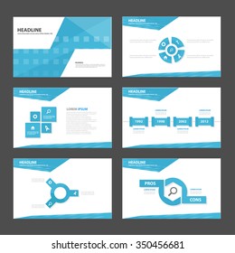 Blue Abstract presentation template Infographic elements flat design set for brochure flyer leaflet marketing advertising