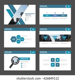 Blue Abstract presentation templates Infographic elements flat design set for brochure flyer leaflet marketing advertising