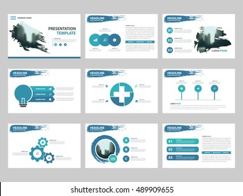 Blue Abstract presentation templates, Infographic elements template flat design set for annual report brochure flyer 