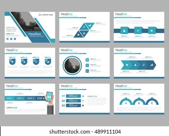 Blue Abstract presentation templates, Infographic elements template flat design set for annual report brochure 