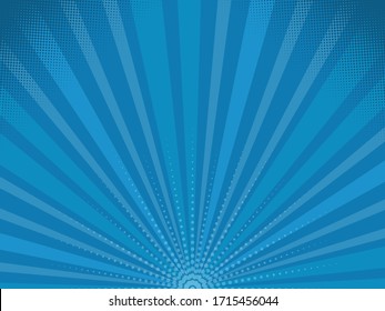 Blue Abstract Rays Background  Vector illustration in retro comic style