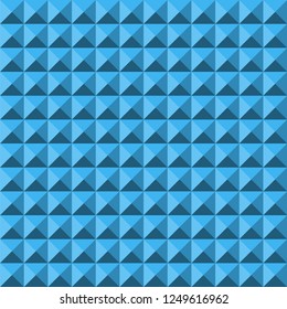 Blue abstract relief pyramid texture seamless pattern. Vector background.
