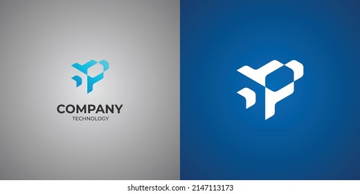 Blue Abstract Rocket Logo For Tech Company Etc. 