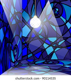 blue abstract room