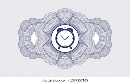 Blue abstract rosette with alarm clock icon inside