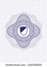 Blue abstract rosette with armor icon inside