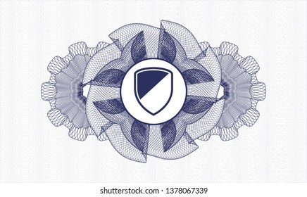 Blue abstract rosette with armor icon inside