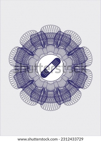Blue abstract rosette. with bandage plaster icon inside