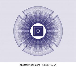 Blue abstract rosette with bank safe icon inside