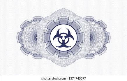 Blue abstract rosette with biohazard icon inside