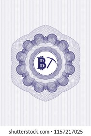 Blue abstract rosette with bitcoin mining icon inside