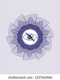 Blue abstract rosette with blind icon inside