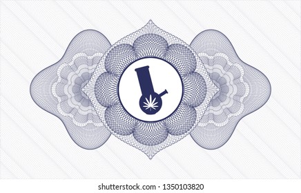 Blue abstract rosette with bong of marijuana icon inside