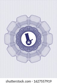 Blue abstract rosette with bong of marijuana icon inside