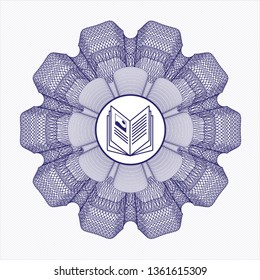 Blue abstract rosette with book icon inside