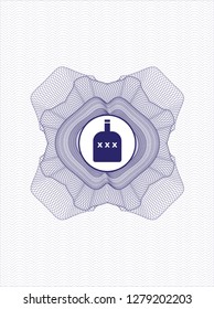  Blue abstract rosette with bottle of alcohol icon inside