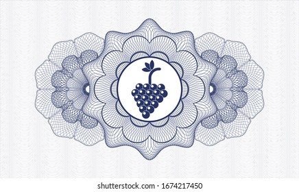 Rosette abstracto azul con un montón de ícono de uva dentro