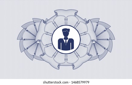 Blue abstract rosette with businessman icon inside