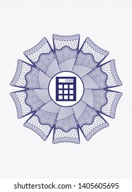 Blue abstract rosette with calculator icon inside