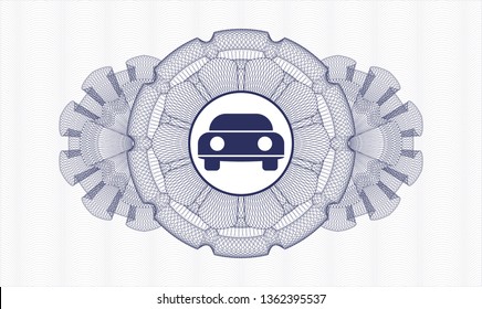 Blue abstract rosette with car seen from front icon inside